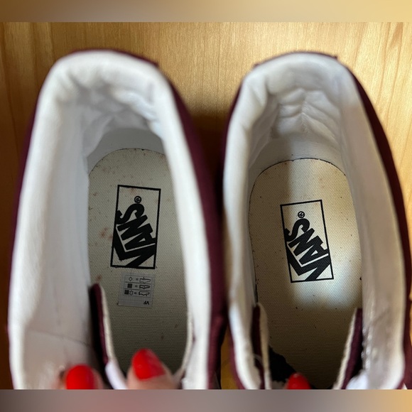 VANS High-Top Skateboard Shoes Maroon & White Size 11 Euro 44.5 Lace Up Sneaker - Picture 6 of 10